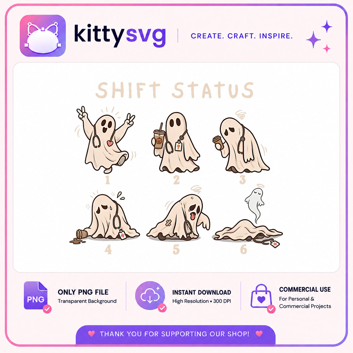 Nurse Ghost Shift Status PNG, Halloween Ghost PNG, Nurse PNG