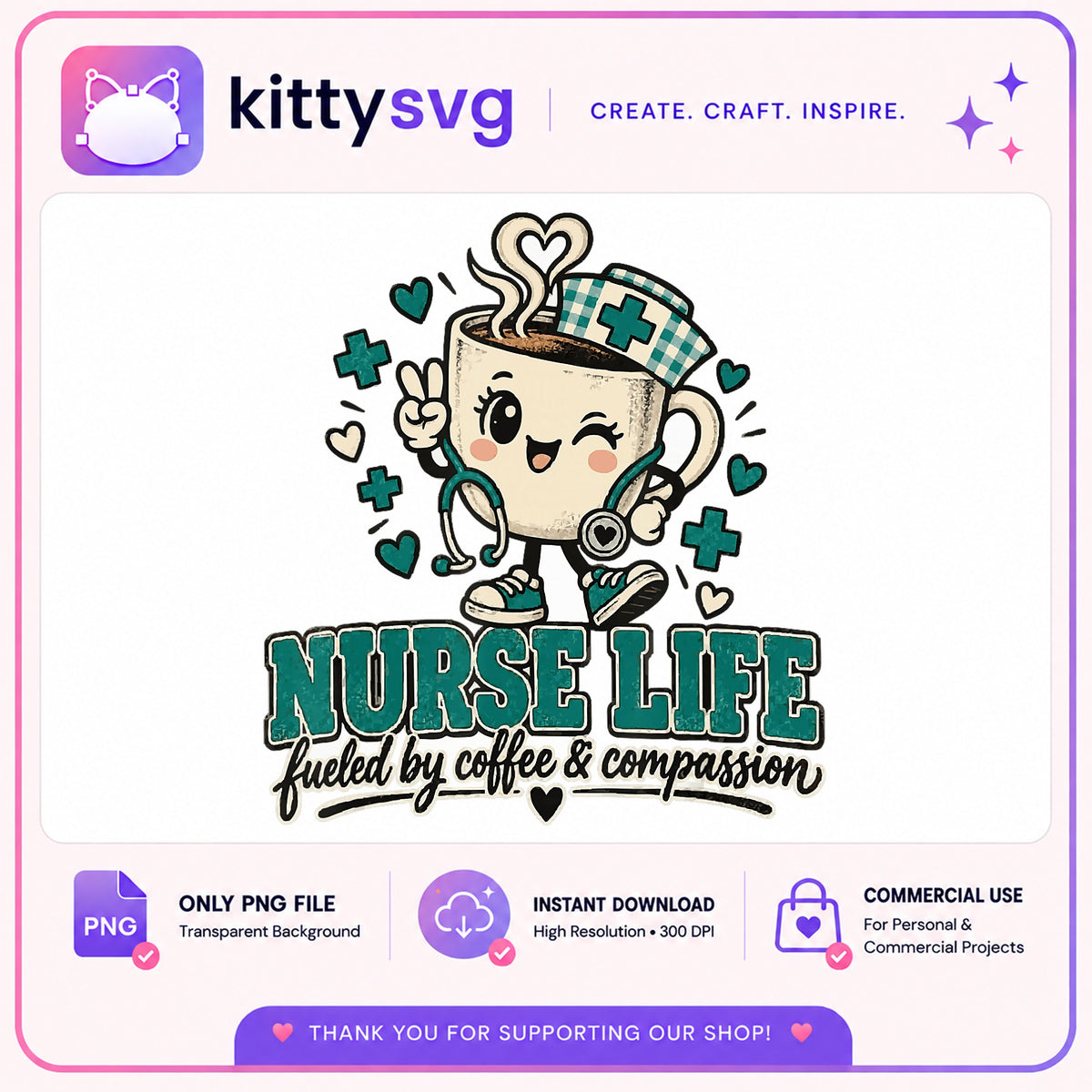 Nurse Life Fueled By Coffee PNG, Nurse Coffee PNG, Nurse Gift PNG