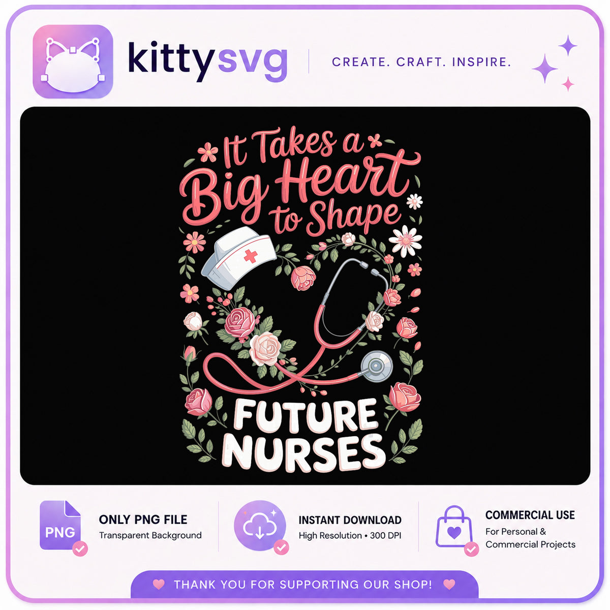 Nurse PNG Sublimation Design, Future Nurse Gift PNG, Floral PNG