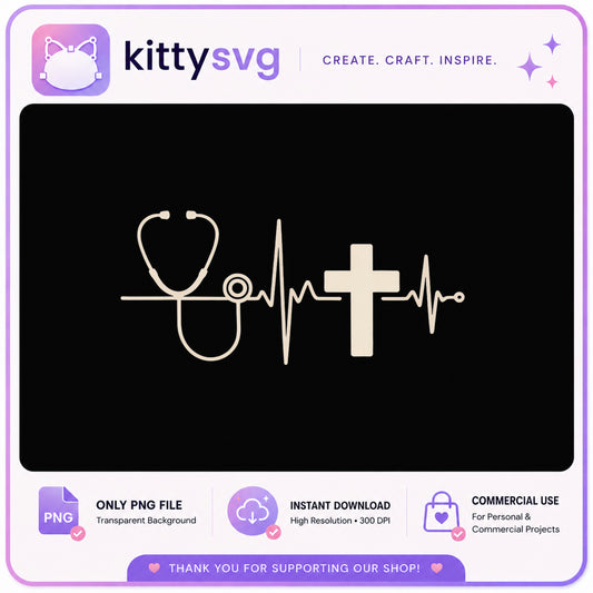 Nurse Stethoscope Cross Heartbeat PNG, Christian Nurse PNG, Medical PNG