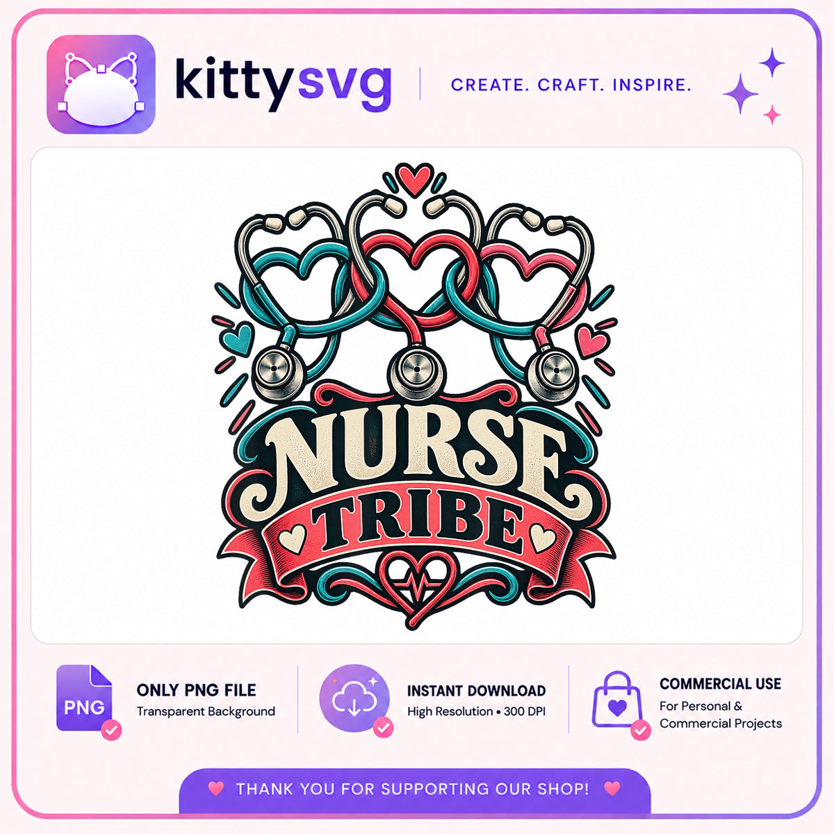 Nurse Tribe PNG, Stethoscope Heart Nurse Life, Nursing PNG