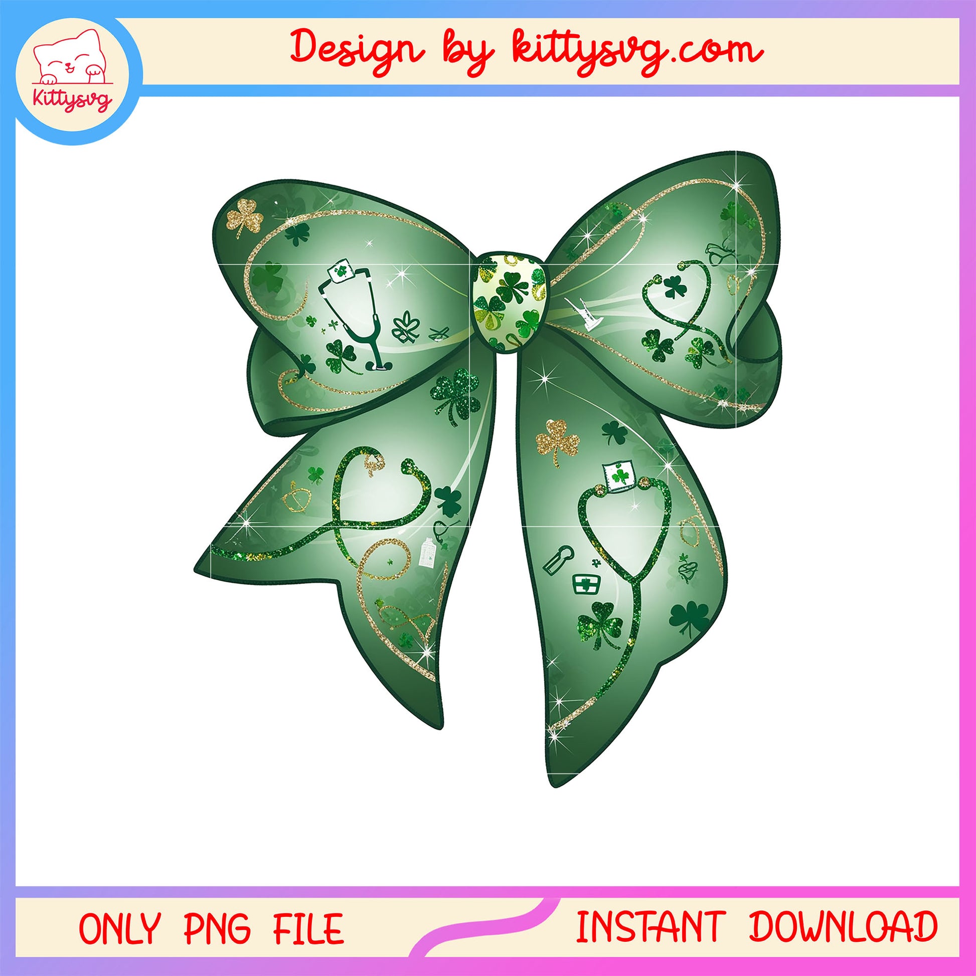 Nurse medical bow patrick png, st patrick's day bow png