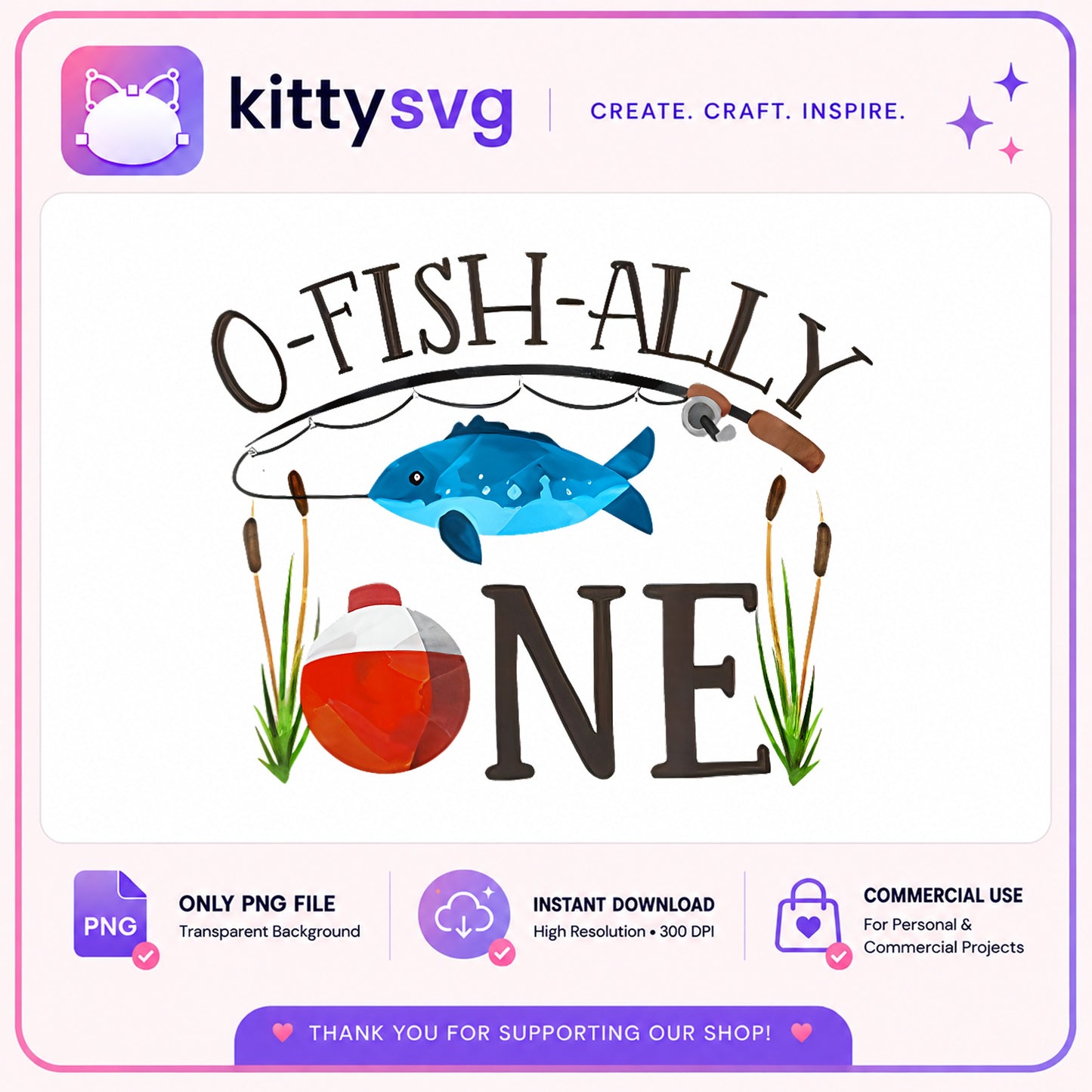 O-Fish-Ally One PNG, Fishing First Birthday PNG, Fish Birthday PNG