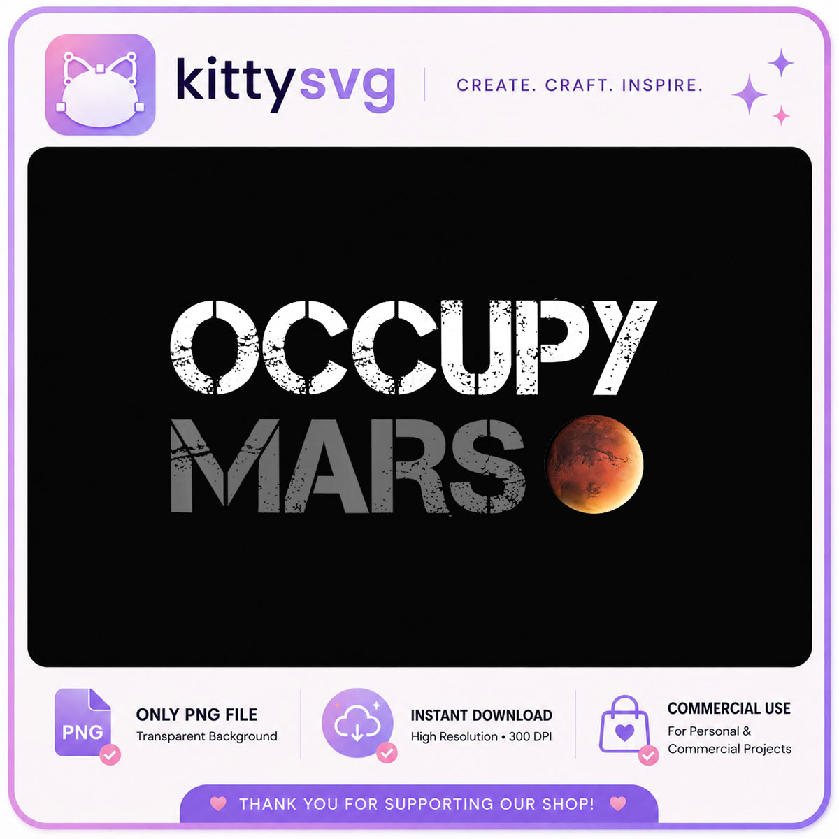 Occupy Mars PNG, Space Exploration Shirt Design, Mars Planet PNG