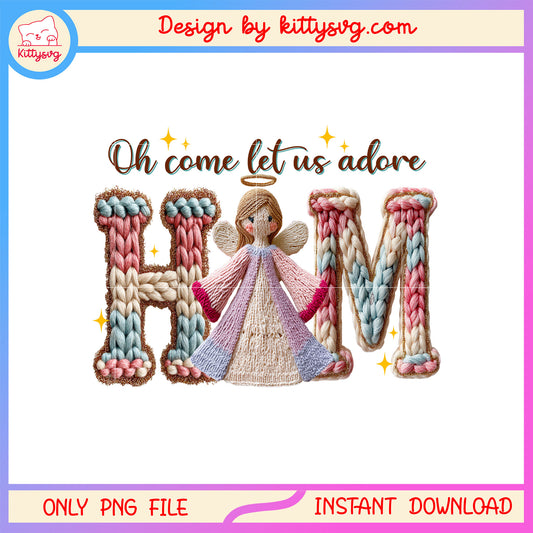 Oh come let us adore him jesus patchwork png, christmas jesus png
