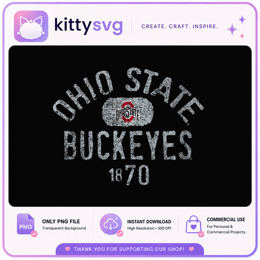Ohio State Buckeyes PNG, Buckeyes 1870 Shirt Design, Football PNG