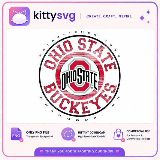 Ohio State Buckeyes PNG, College Football Team, Vintage Circle PNG