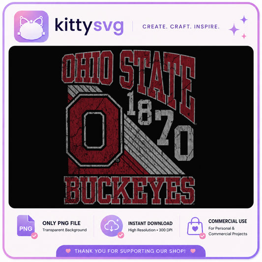 Ohio State Buckeyes PNG, Vintage Football Shirt Design, PNG
