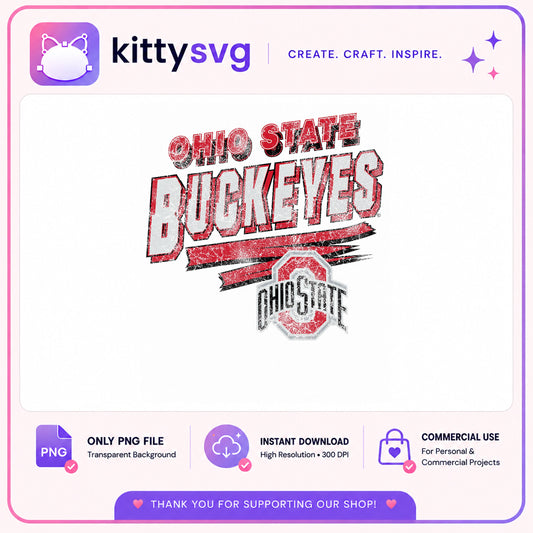 Ohio State Buckeyes Retro PNG, Grunge Football PNG, College PNG