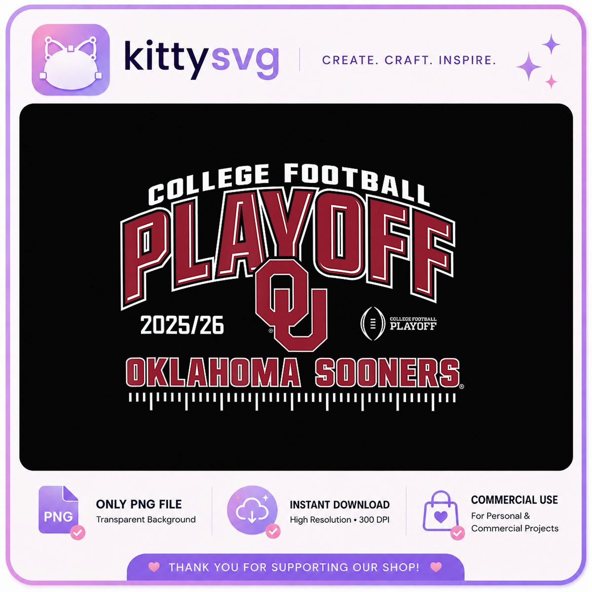 Oklahoma Sooners College Football Playoff PNG, CFP 2025 PNG, Football PNG