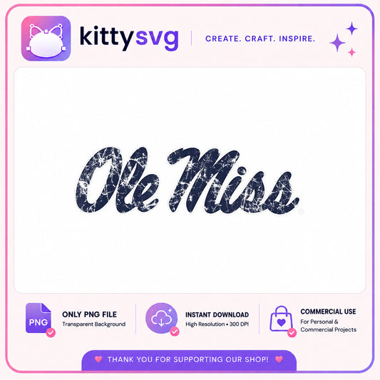 Ole Miss Distressed PNG, Rebels Grunge Script, College PNG