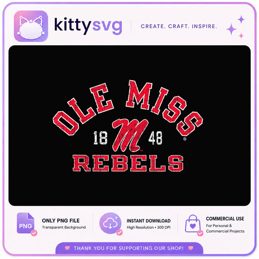 Ole Miss Rebels PNG, Distressed College Football, 1848 PNG