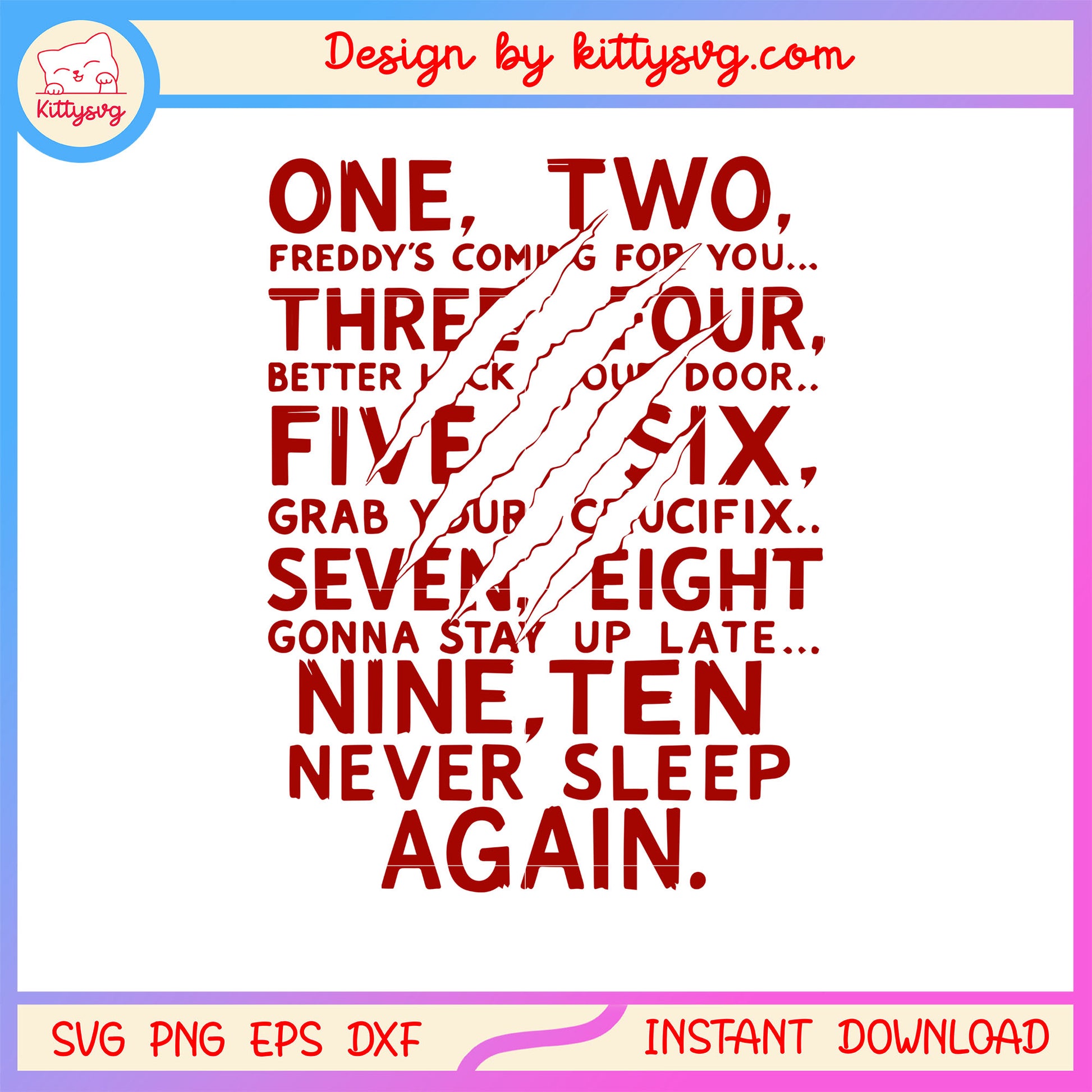 One two freddys coming for you text design svg, quotes svg