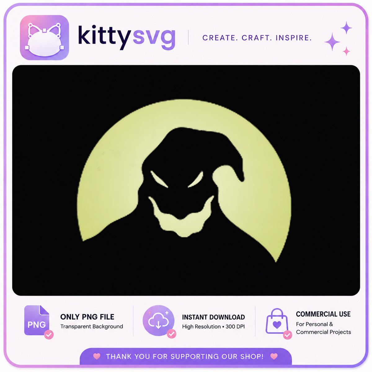 Oogie Boogie Silhouette PNG, Nightmare Before Christmas PNG, Halloween PNG