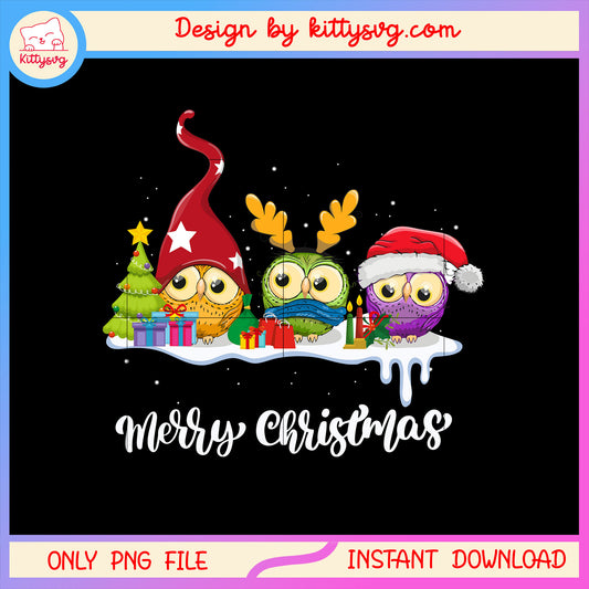 Owl cute merry christmas holiday png, christmas vacation png
