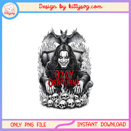 Ozzy osbourne bat fire design png, rip ozzy osbourne png