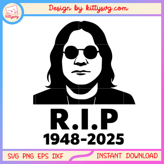 Ozzy osbourne rip black and white svg, vintage music svg