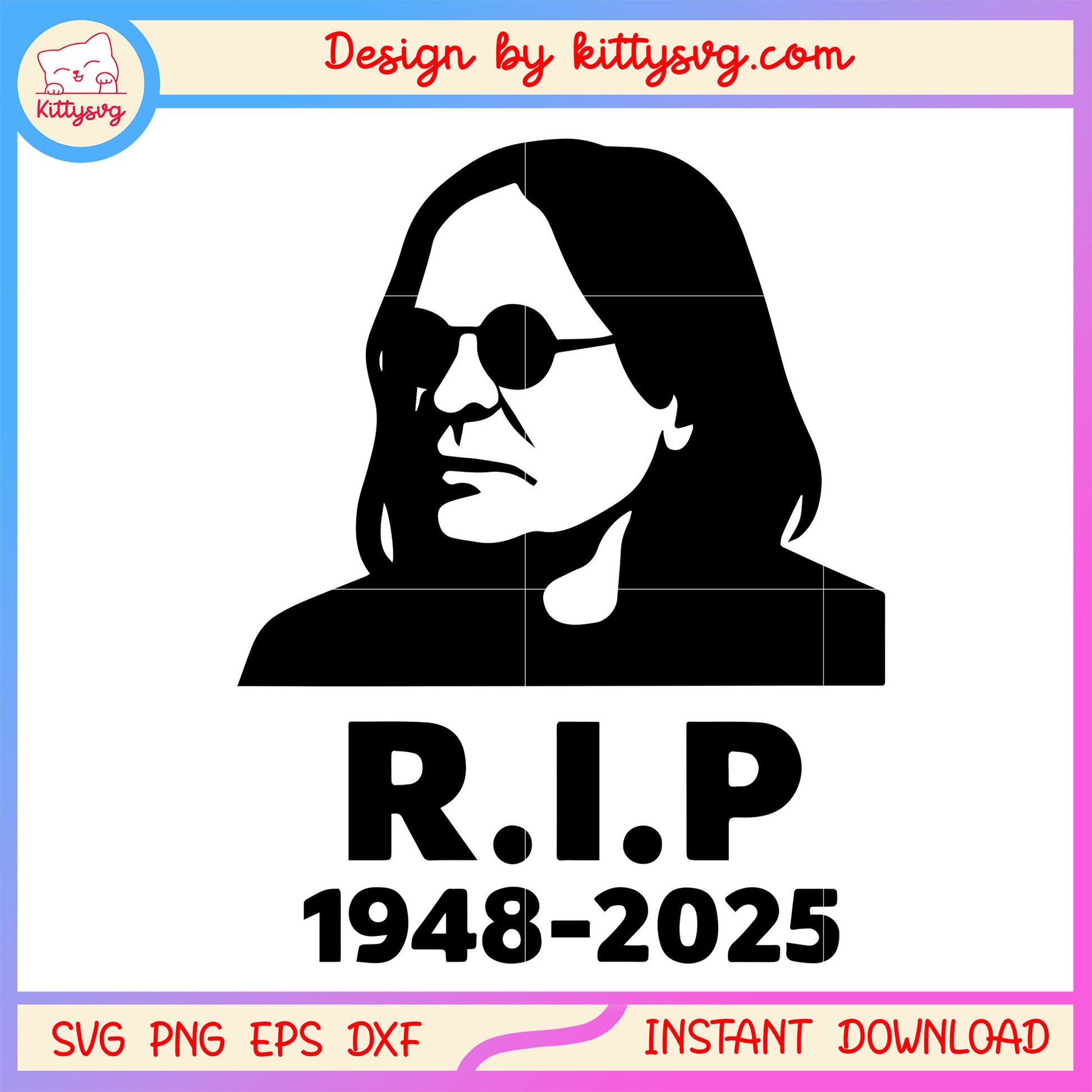 Ozzy osbourne rip black white design svg, rock band svg