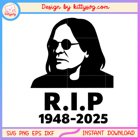 Ozzy osbourne rip black white design svg, rock band svg