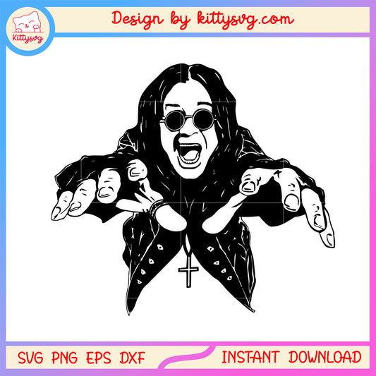 Ozzy osbourne rock legend black white svg, ozzy osbourne svg