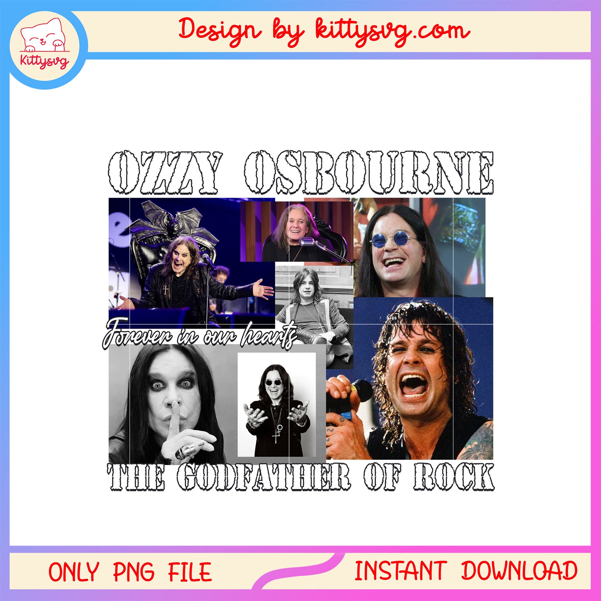 Ozzy osbourne the godfather of rock collage pic png, rock music png