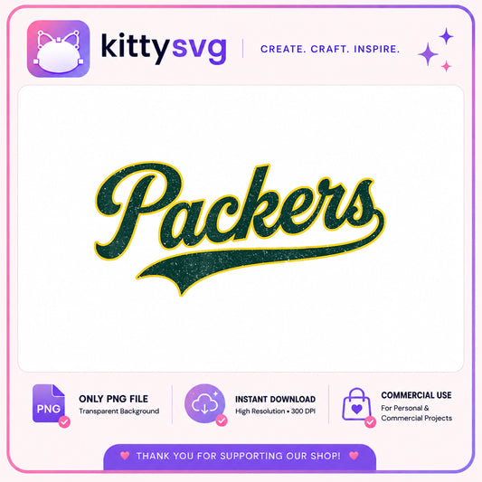Packers Script Logo PNG, Green Bay Football PNG, Retro PNG