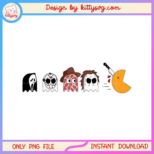 Pac man horror characters halloween png, Horror pac man chibi png