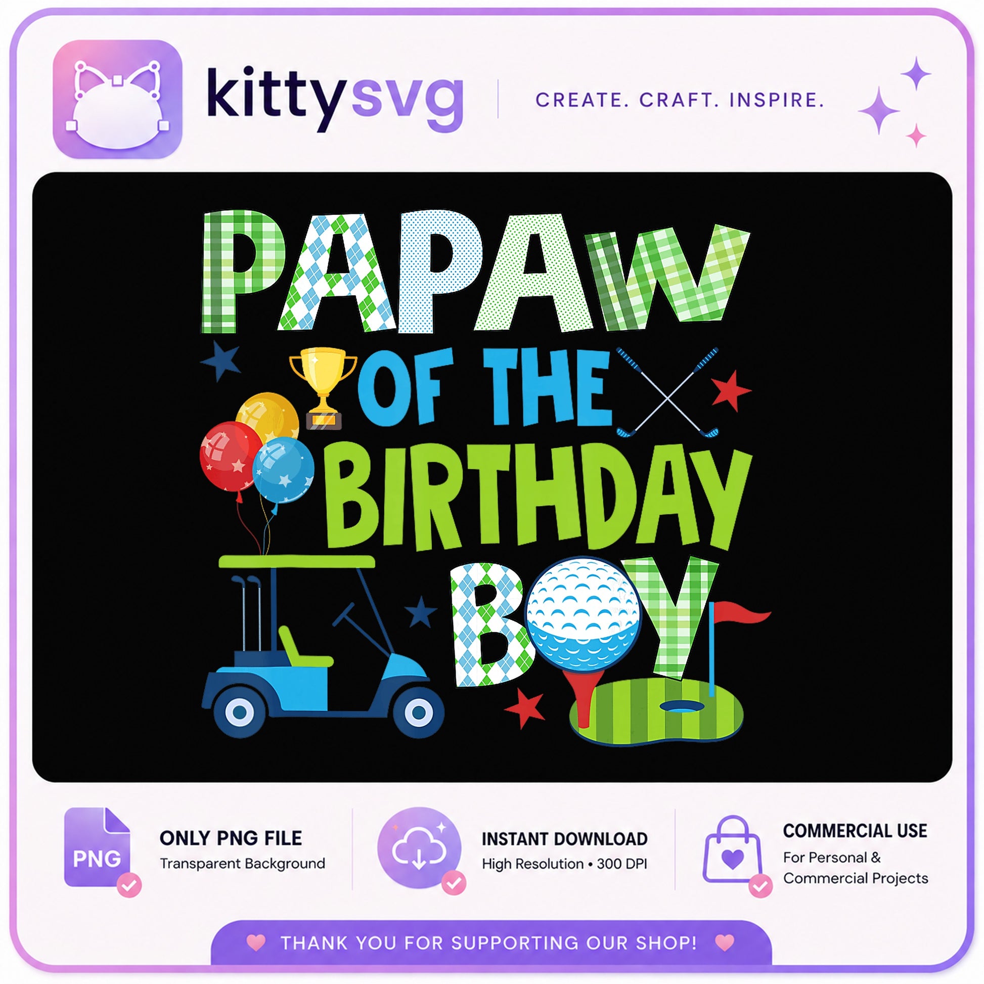 Papaw Of The Birthday Boy Golf PNG, Golf Birthday PNG, Birthday Boy PNG