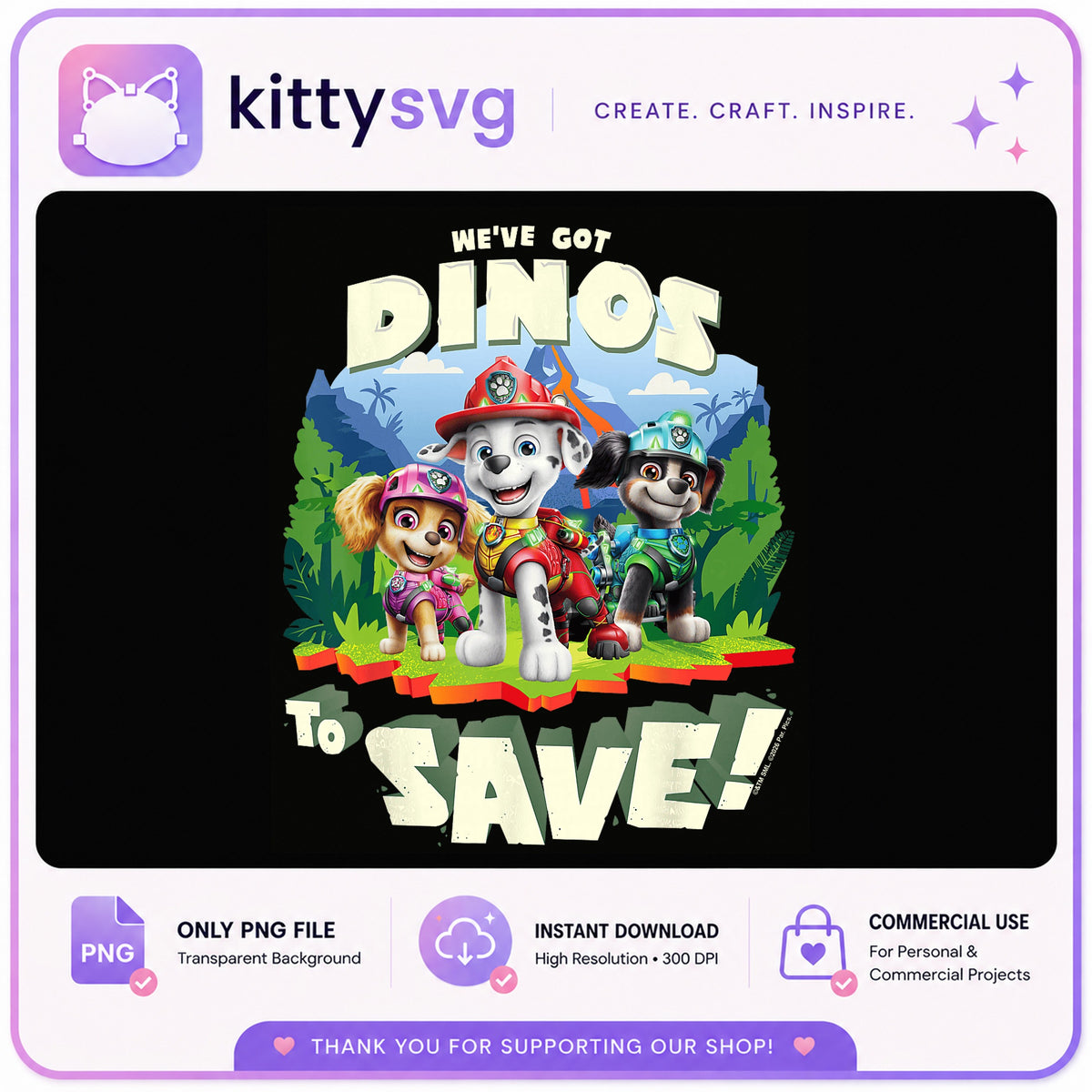 Paw Patrol Dino Rescue PNG, Marshall Skye Rocky Clipart, Kids Birthday PNG