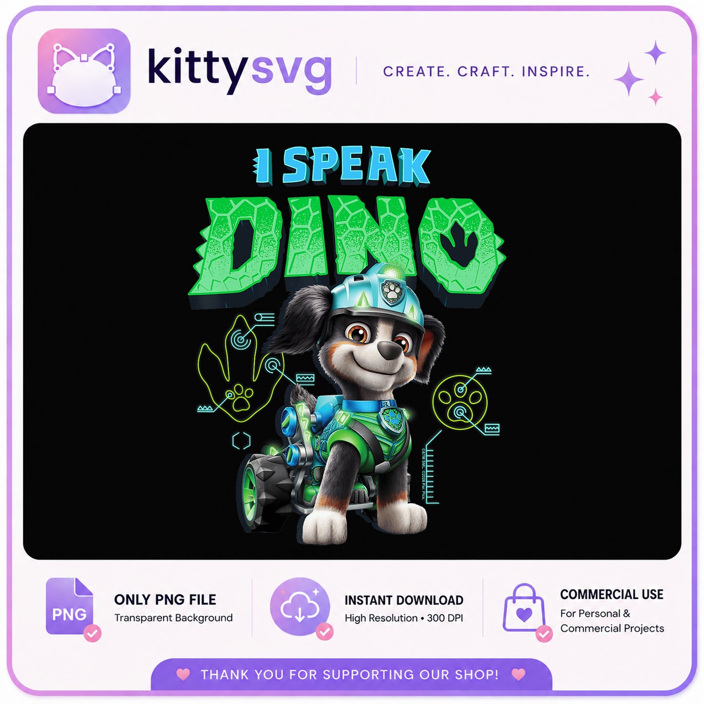 Paw Patrol Rocky I Speak Dino PNG, Rocky Paw Patrol PNG, Kids PNG