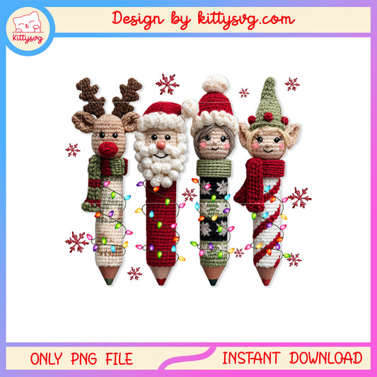 Pencil christmas ornaments patchwork png, christmas design png