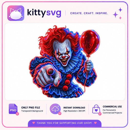 Pennywise Clown PNG, IT Horror Clown PNG, Halloween PNG