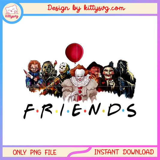 Pennywise and horror friends design png, friends horror png