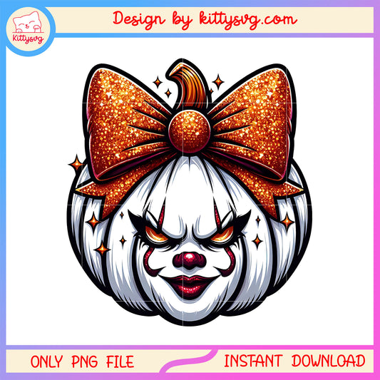 Pennywise face halloween pumpkin design png, halloween holiday png