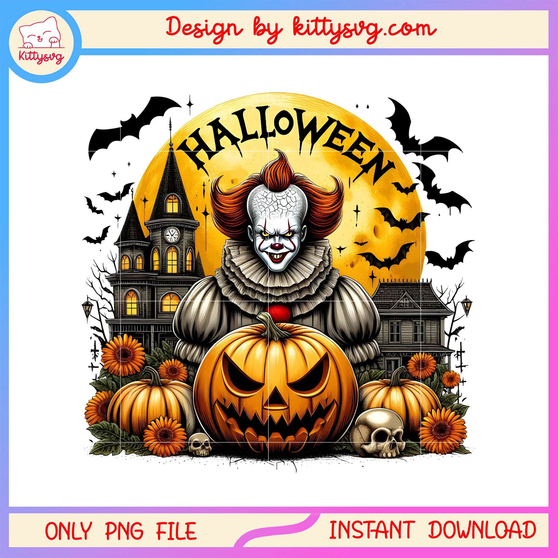 Pennywise on halloween night png, halloween pennywise png
