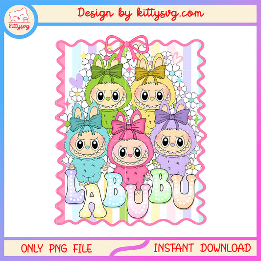 Photos labubu coquette ribbon frame design png, baby labubu png
