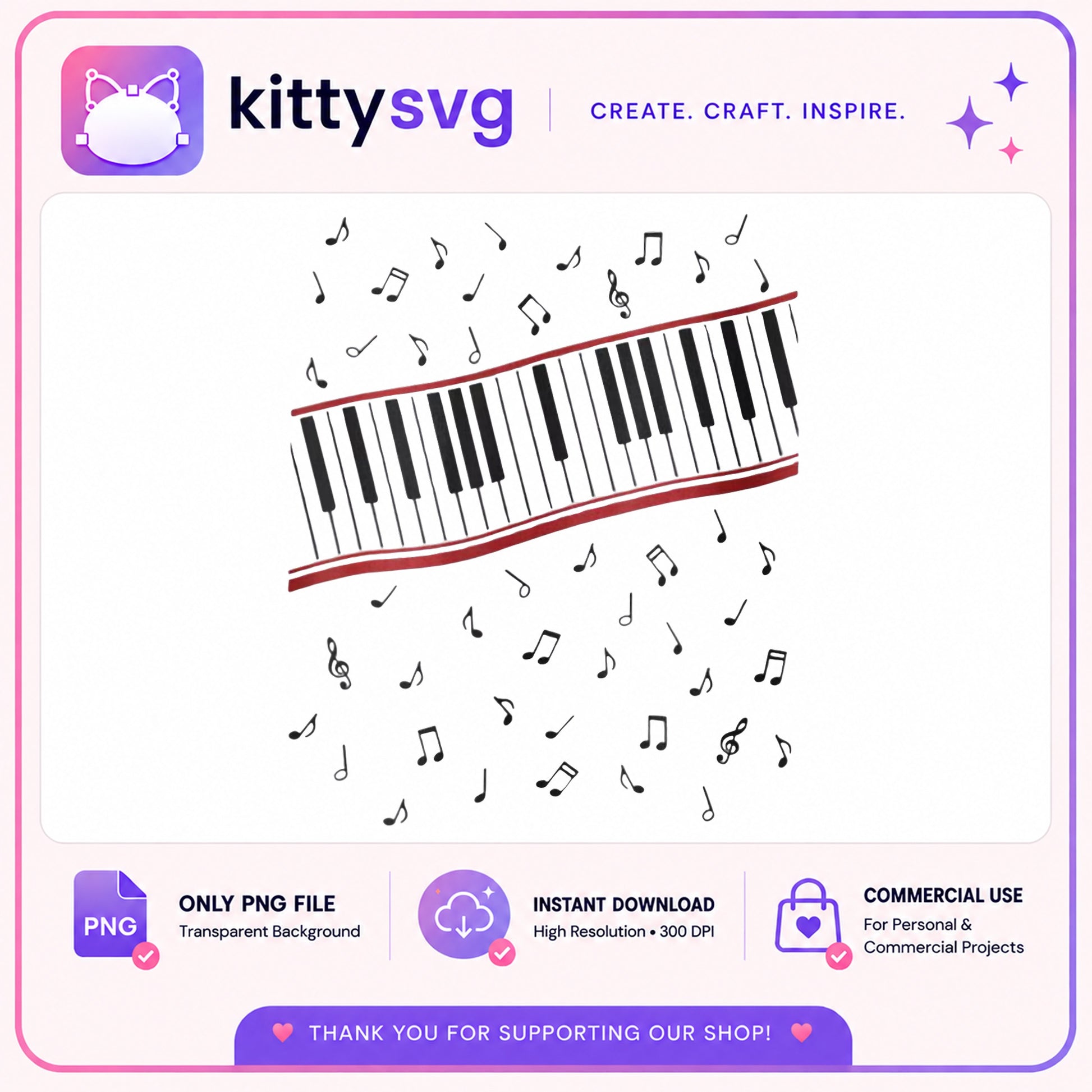 Piano Keys With Music Notes PNG, Keyboard Clipart, Music PNG