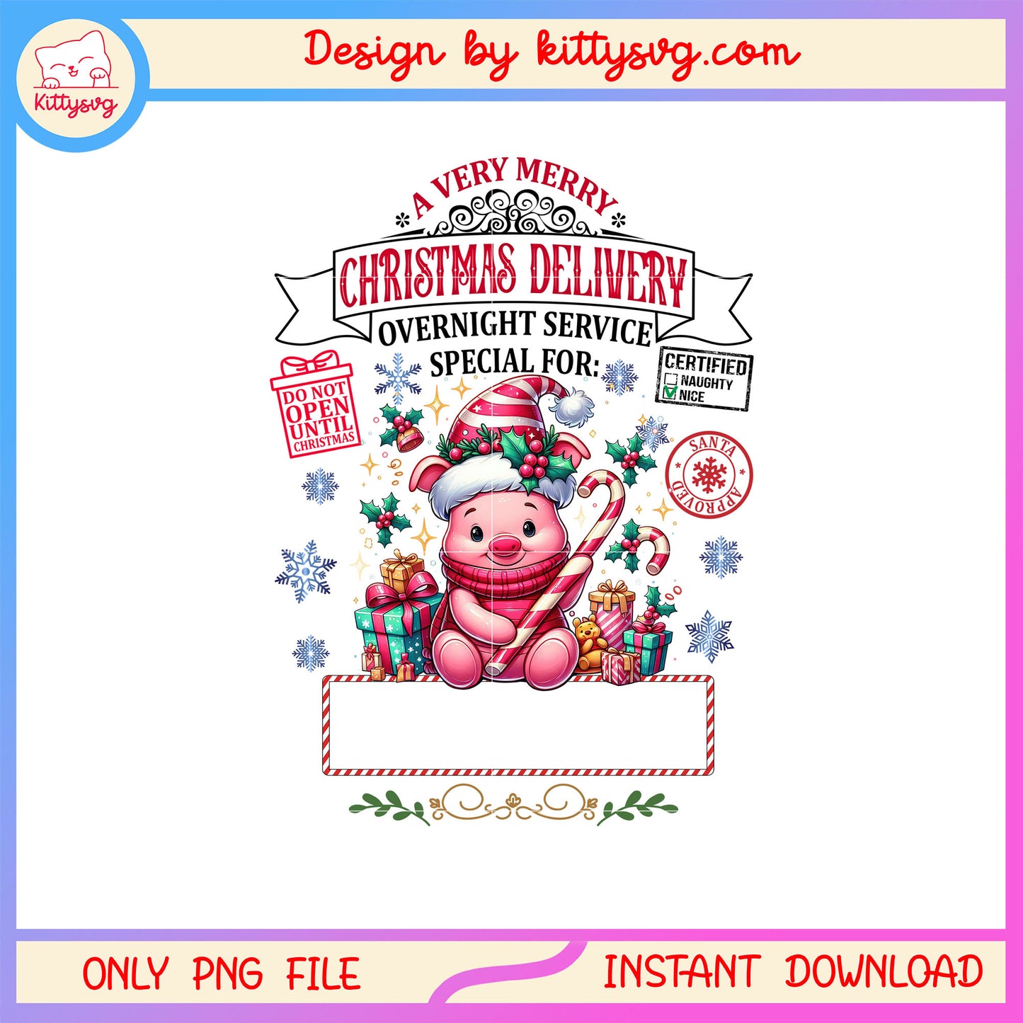 Piglet very merry christmas delivery png, piglet winnie the pooh png
