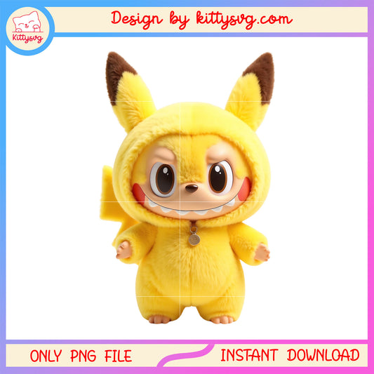 Pikachu labubu costume design png, labubu toy png, pikachu png