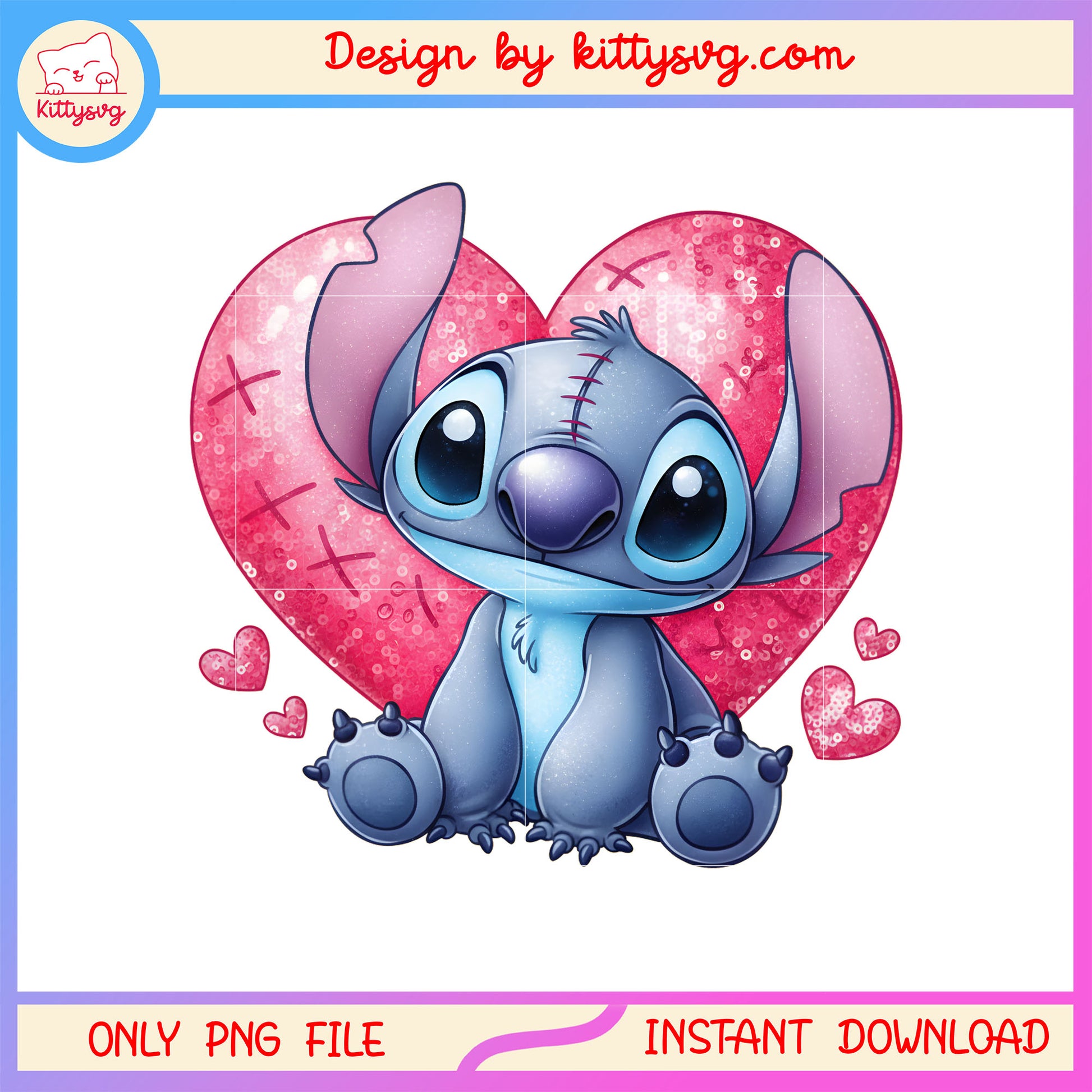 Pink love stitch valentine png, stitch valentines day​​ png