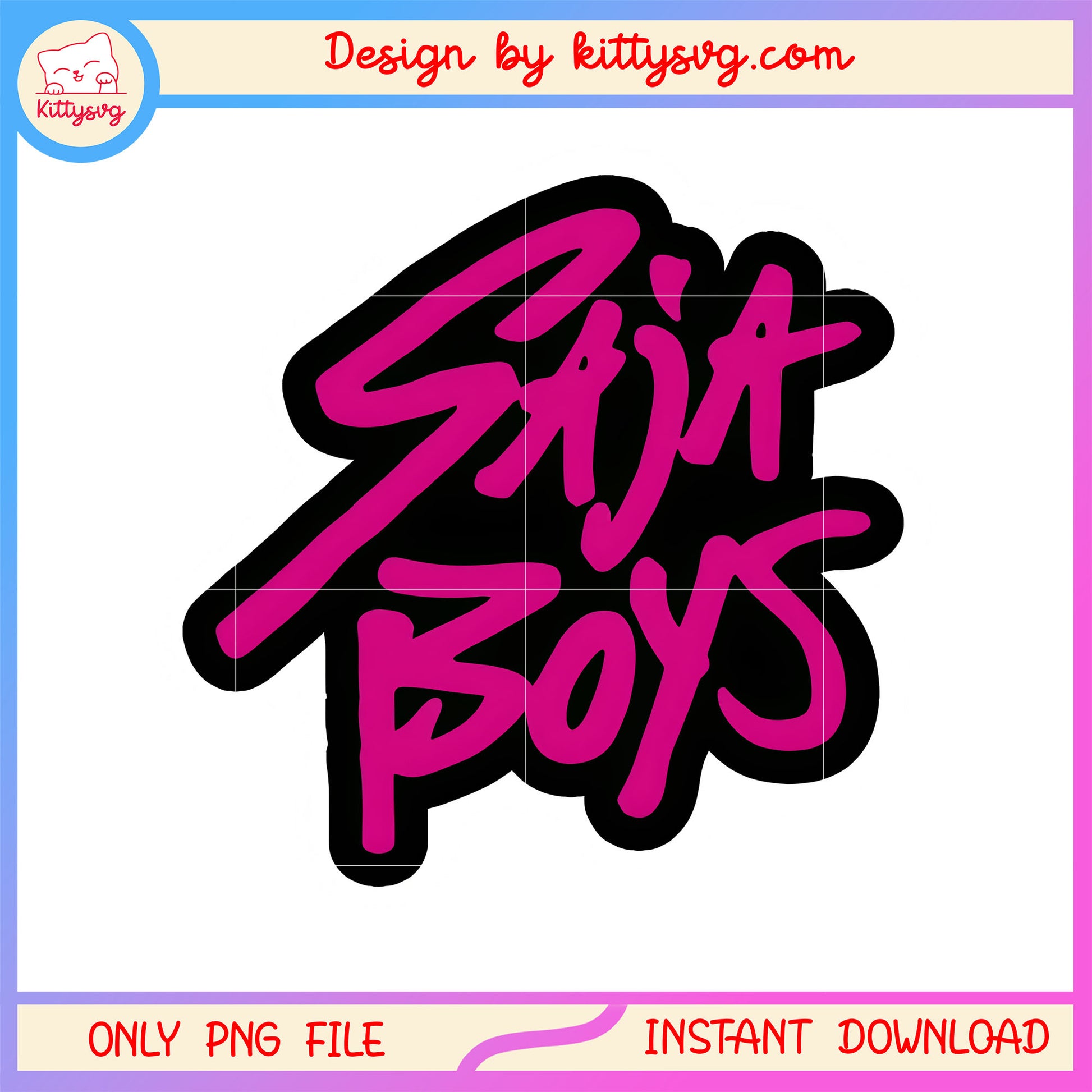 Pink saja boys sticker design png, saja boys name png