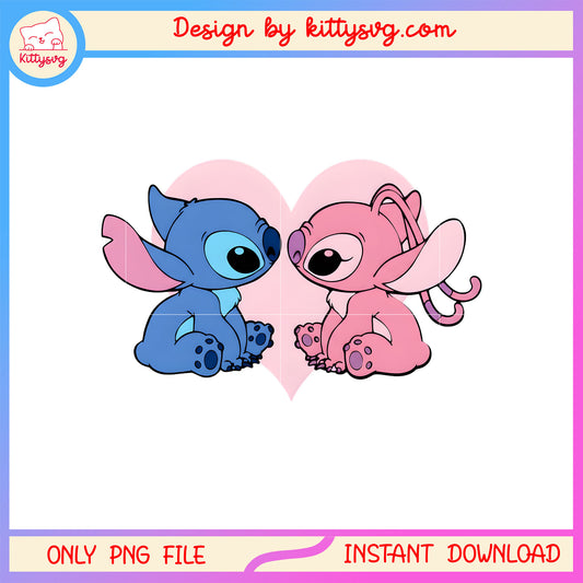 Pink stitch kiss valentine png, stitch valentines day​​ png