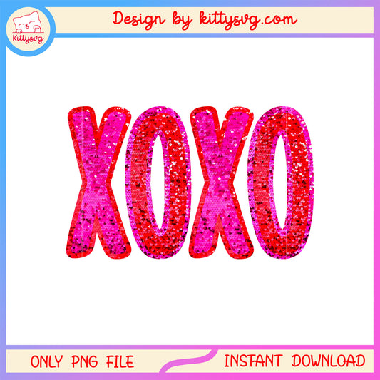 Pink xoxo glitter valentine png, valentine's day xoxo​ png