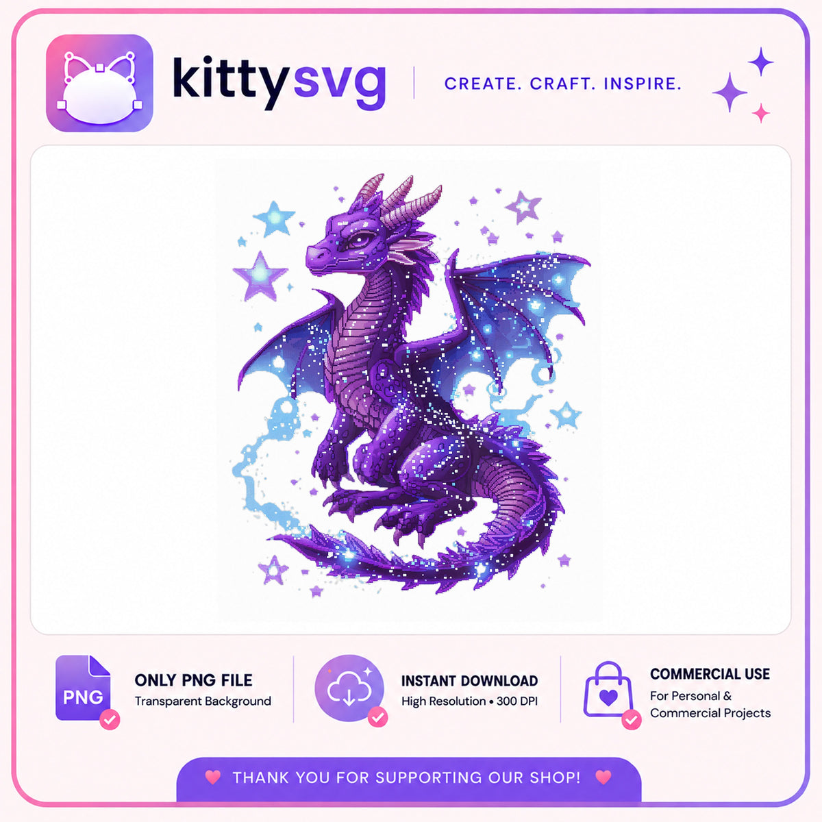 Pixel Art Purple Dragon PNG, Fantasy Dragon Clipart, Dragon PNG