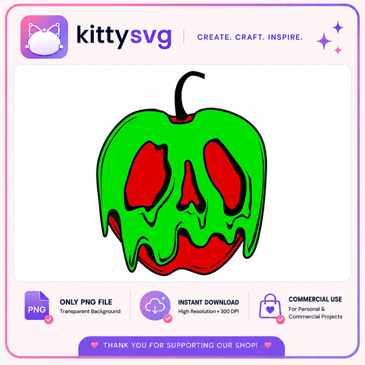 Poison Apple Skull PNG, Evil Apple Halloween PNG, Spooky PNG