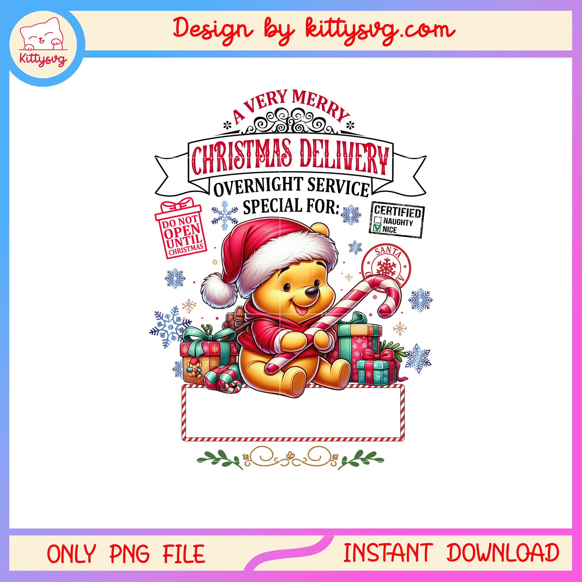 Pooh a very merry christmas delivery png, disney winnie pooh png