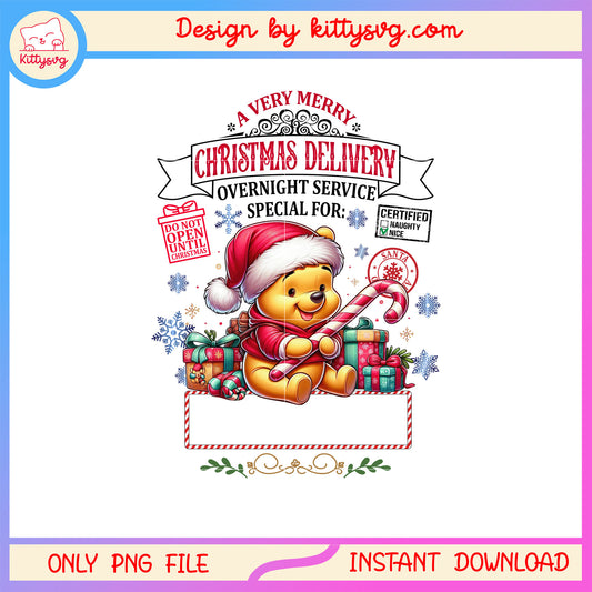 Pooh a very merry christmas delivery png, disney winnie pooh png
