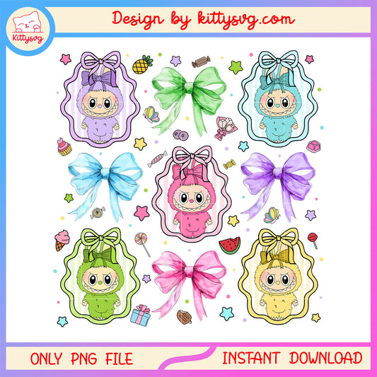 Popmart labubu ribbon mirror design png, labubu pop mart png