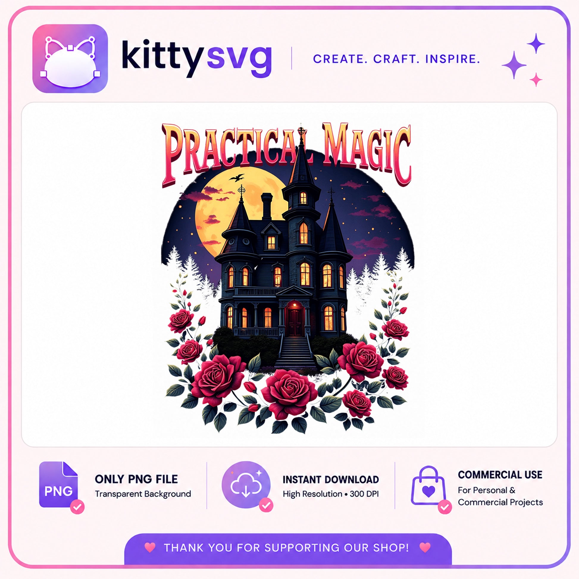 Practical Magic PNG, Witch House Halloween PNG, Gothic PNG