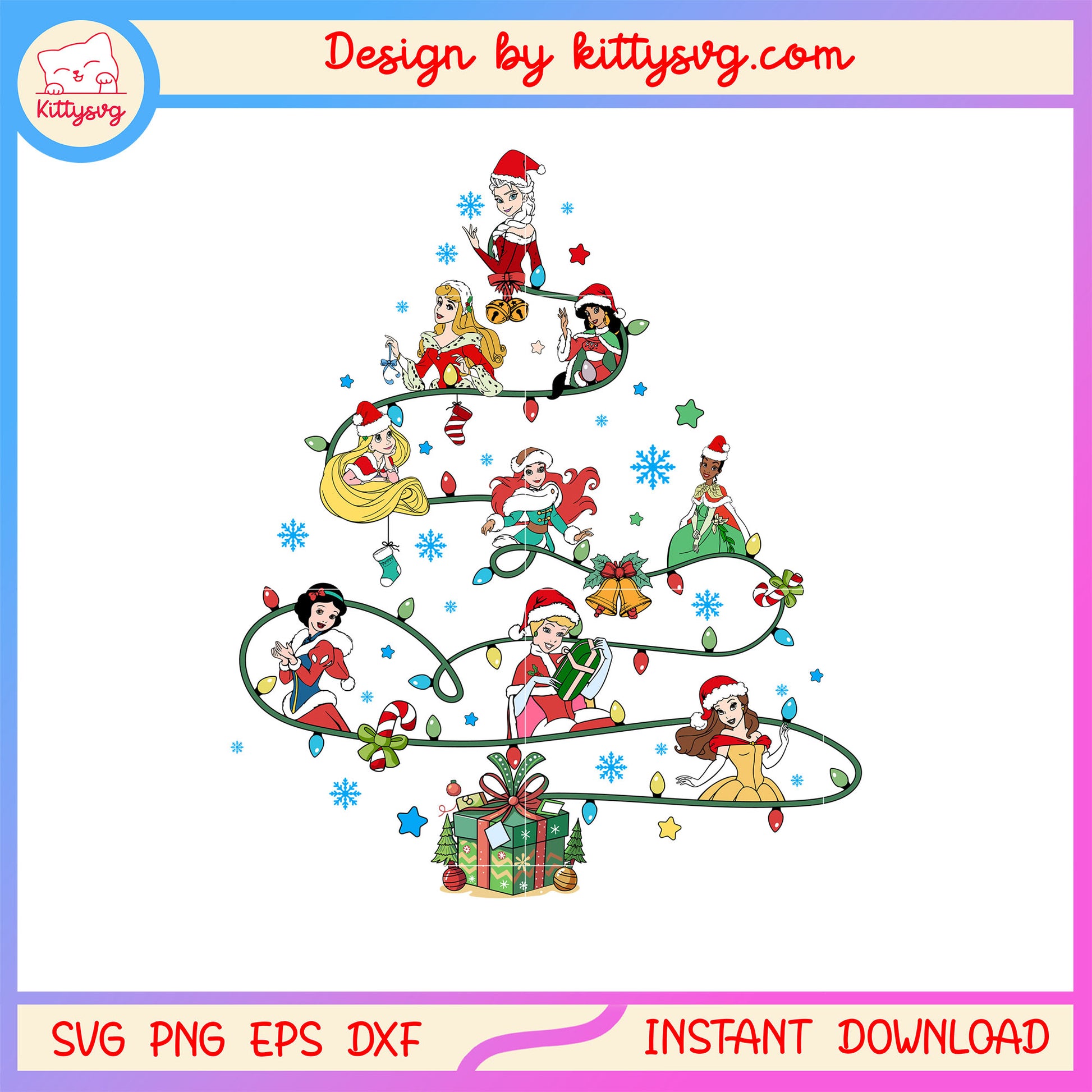 Princess disney christmas lights gif svg, christmas ideas decor svg 